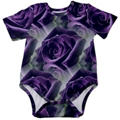 Purple Flower Rose Petals Plant Baby Short Sleeve Bodysuit