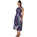 Purple Flower Rose Petals Plant Sleeveless Round Neck Midi Dress View2