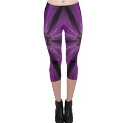 Pattern Purple Symmetry Dark Capri Leggings  by Jancukart