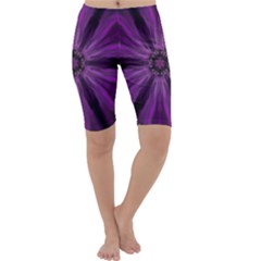 Pattern Purple Symmetry Dark Cropped Leggings 