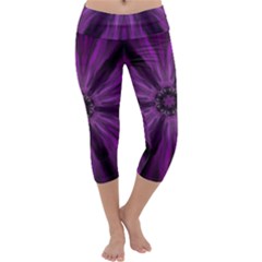 Pattern Purple Symmetry Dark Capri Yoga Leggings by Jancukart