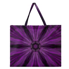 Pattern Purple Symmetry Dark Zipper Large Tote Bag