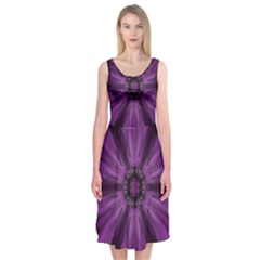 Pattern Purple Symmetry Dark Midi Sleeveless Dress