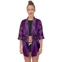 Pattern Purple Symmetry Dark Open Front Chiffon Kimono