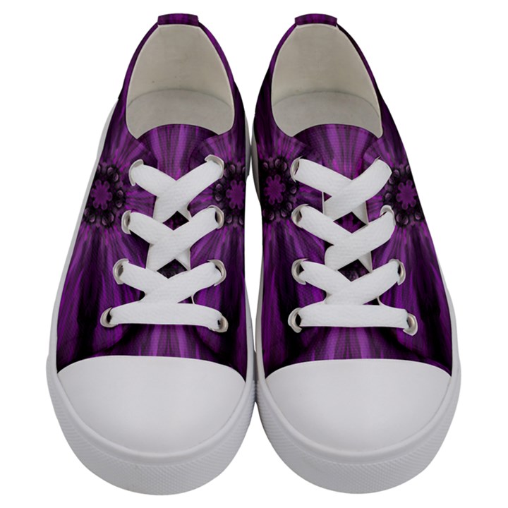 Pattern Purple Symmetry Dark Kids  Low Top Canvas Sneakers