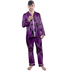 Pattern Purple Symmetry Dark Men s Long Sleeve Satin Pajamas Set