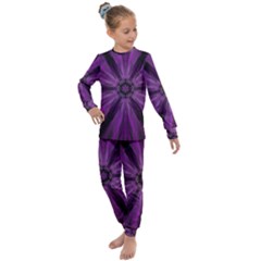 Pattern Purple Symmetry Dark Kids  Long Sleeve Set  by Jancukart