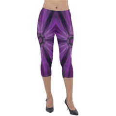 Pattern Purple Symmetry Dark Lightweight Velour Capri Leggings  by Jancukart