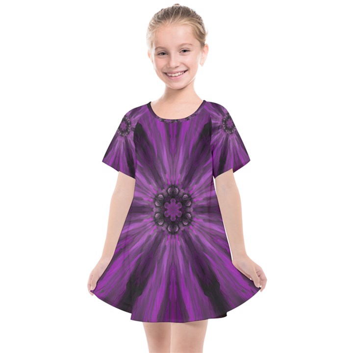 Pattern Purple Symmetry Dark Kids  Smock Dress