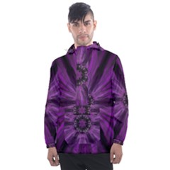 Pattern Purple Symmetry Dark Men s Front Pocket Pullover Windbreaker