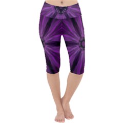 Pattern Purple Symmetry Dark Lightweight Velour Cropped Yoga Leggings by Jancukart