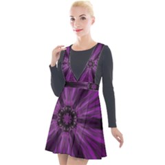 Pattern Purple Symmetry Dark Plunge Pinafore Velour Dress