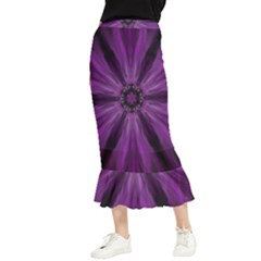 Pattern Purple Symmetry Dark Maxi Fishtail Chiffon Skirt