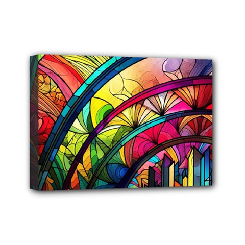 Stained Glass Window Mini Canvas 7  X 5  (stretched)