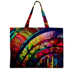 Stained Glass Window Zipper Mini Tote Bag