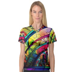 Stained Glass Window V-neck Sport Mesh Tee