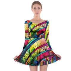 Stained Glass Window Long Sleeve Skater Dress