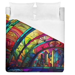 Stained Glass Window Duvet Cover (queen Size) by Jancukart