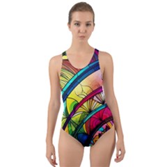 Stained Glass Window Cut-out Back One Piece Swimsuit