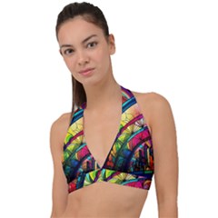 Stained Glass Window Halter Plunge Bikini Top