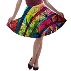 Stained Glass Window A-line Skater Skirt