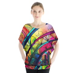 Stained Glass Window Batwing Chiffon Blouse