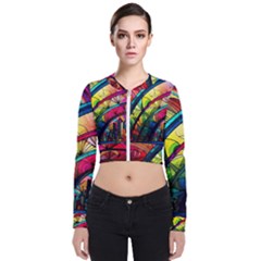 Stained Glass Window Long Sleeve Zip Up Bomber Jacket