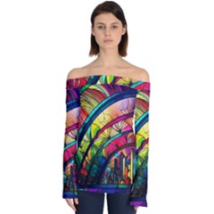 Stained Glass Window Off Shoulder Long Sleeve Top