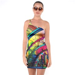 Stained Glass Window One Soulder Bodycon Dress