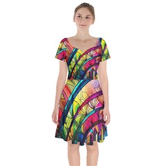 Stained Glass Window Short Sleeve Bardot Dress