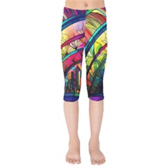 Stained Glass Window Kids  Capri Leggings 