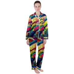 Stained Glass Window Women s Long Sleeve Satin Pajamas Set	