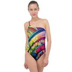 Stained Glass Window Classic One Shoulder Swimsuit