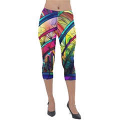 Stained Glass Window Lightweight Velour Capri Leggings 