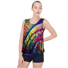 Stained Glass Window Bubble Hem Chiffon Tank Top