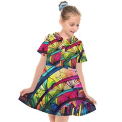 Stained Glass Window Kids  Short Sleeve Shirt Dress