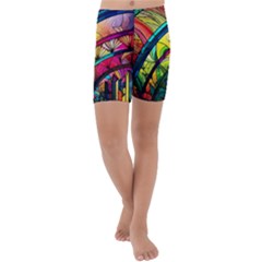 Stained Glass Window Kids  Lightweight Velour Capri Yoga Leggings