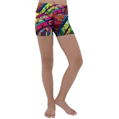 Stained Glass Window Kids  Lightweight Velour Yoga Shorts