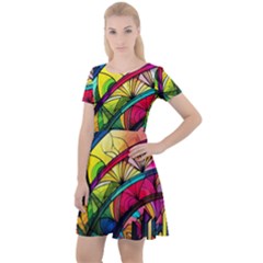 Stained Glass Window Cap Sleeve Velour Dress 