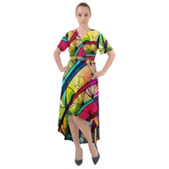 Stained Glass Window Front Wrap High Low Dress