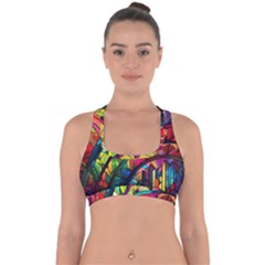 Stained Glass Window Cross Back Hipster Bikini Top 