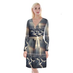 Apocalypse Armageddon Apocalyptic Long Sleeve Velvet Front Wrap Dress