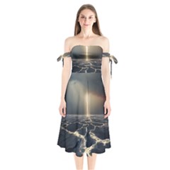 Apocalypse Armageddon Apocalyptic Shoulder Tie Bardot Midi Dress