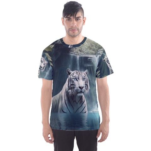 Tiger White Tiger Nature Forest Men s Sport Mesh Tee by Jancukart