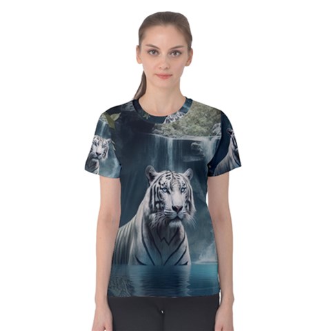 Tiger White Tiger Nature Forest Women s Cotton Tee by Jancukart