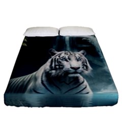 Tiger White Tiger Nature Forest Fitted Sheet (queen Size)