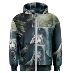 Tiger White Tiger Nature Forest Men s Zipper Hoodie