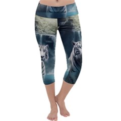 Tiger White Tiger Nature Forest Capri Yoga Leggings