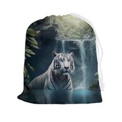 Tiger White Tiger Nature Forest Drawstring Pouch (2xl) by Jancukart