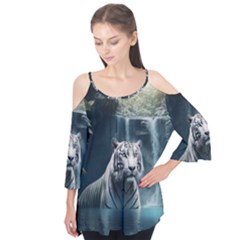 Tiger White Tiger Nature Forest Flutter Tees